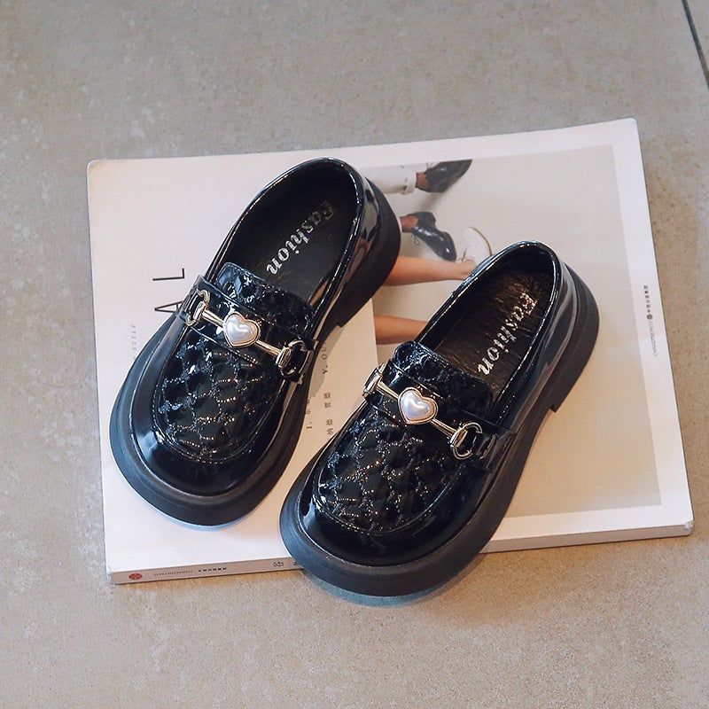 Girls Small Leather Shoes 2024 New Love Pearl Metal Buckle Princess Shoes Children'S Shallow Korean Style Shoes - Image 5